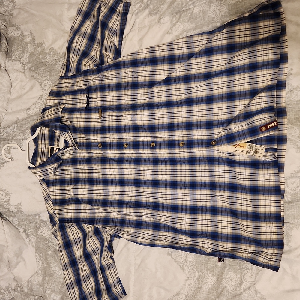 Phat Farm Flannel Button Down Short Sleeve Casual Dress Shirt Vintage Y2K